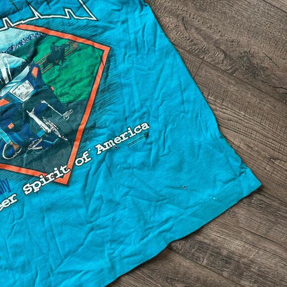 Vintage 90s Kalispell Montana Motorcycle Graphic Tee Shirt - Picture 2 of 8